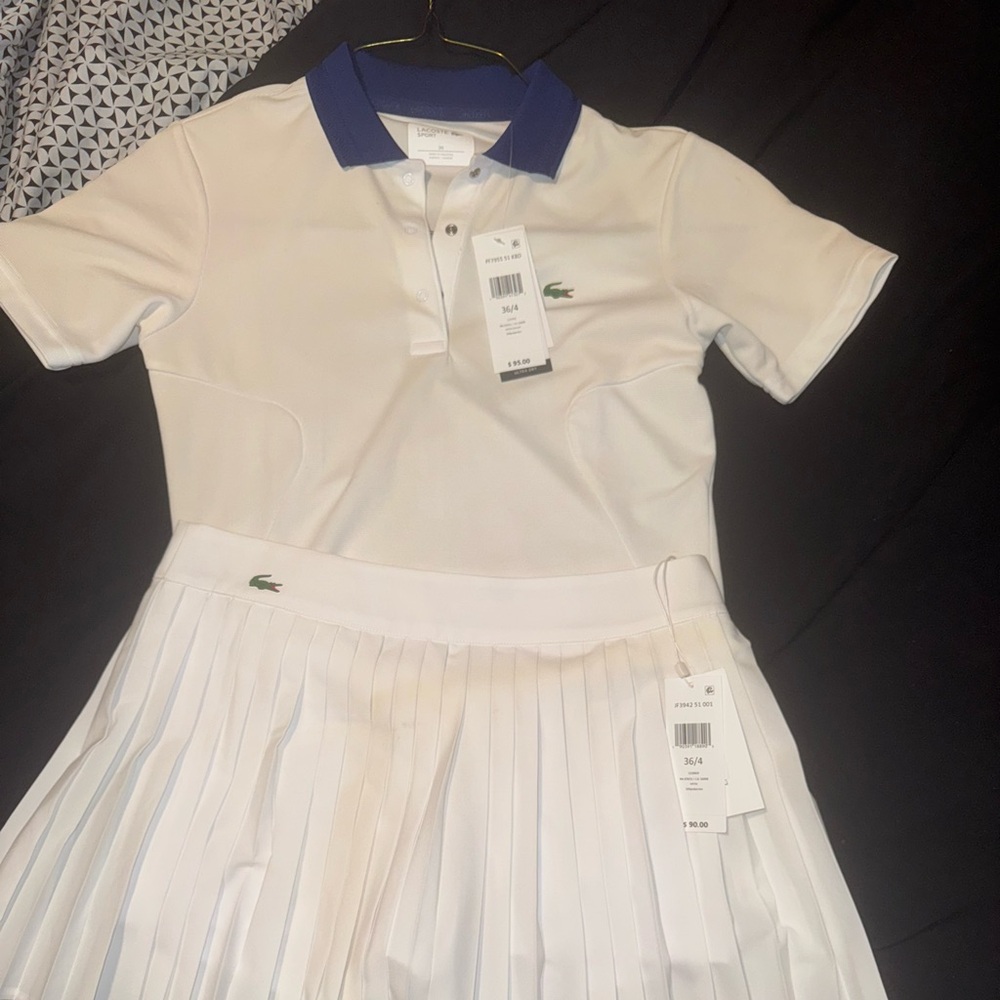 Lacoste White Dress with Blue Collar